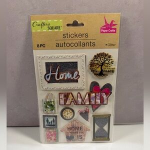 🩷5/$10 Glitter Home & Family Sticker Set - Pink, Gold, Gray